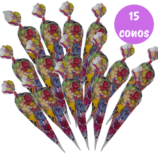 Golopin, Conos de Chuches SIN GLUTEN para Cumpleaños, Cucuruchos de Golosinas.