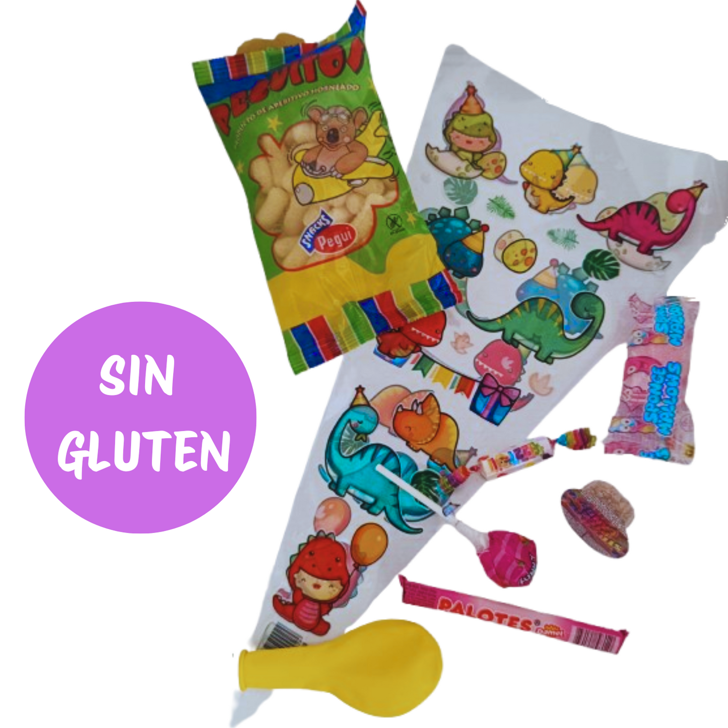 Golopin, Conos de Chuches SIN GLUTEN para Cumpleaños, Cucuruchos de Golosinas.