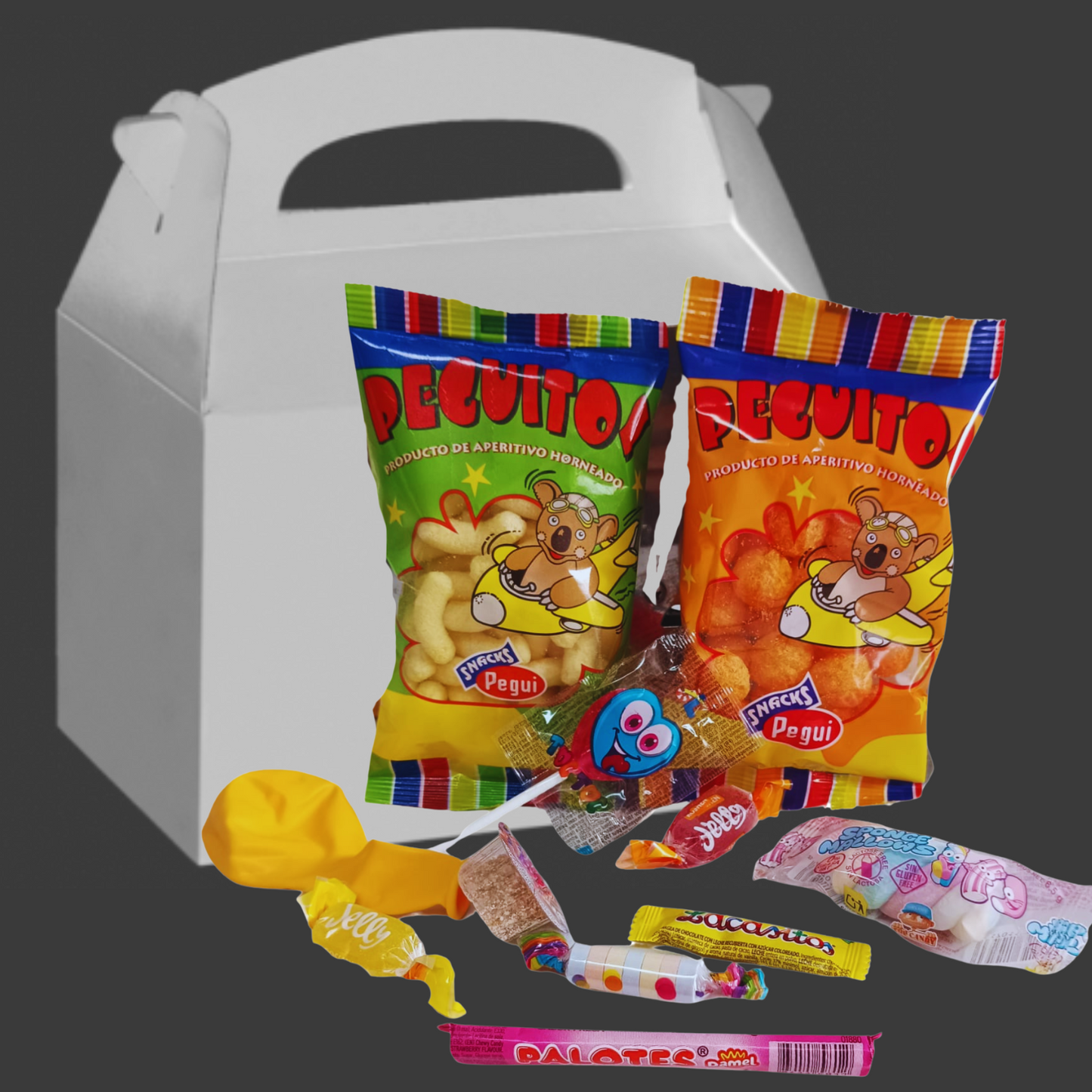Cajitas de Regalo de colores con chuches. Caja Lote con 12 Packs