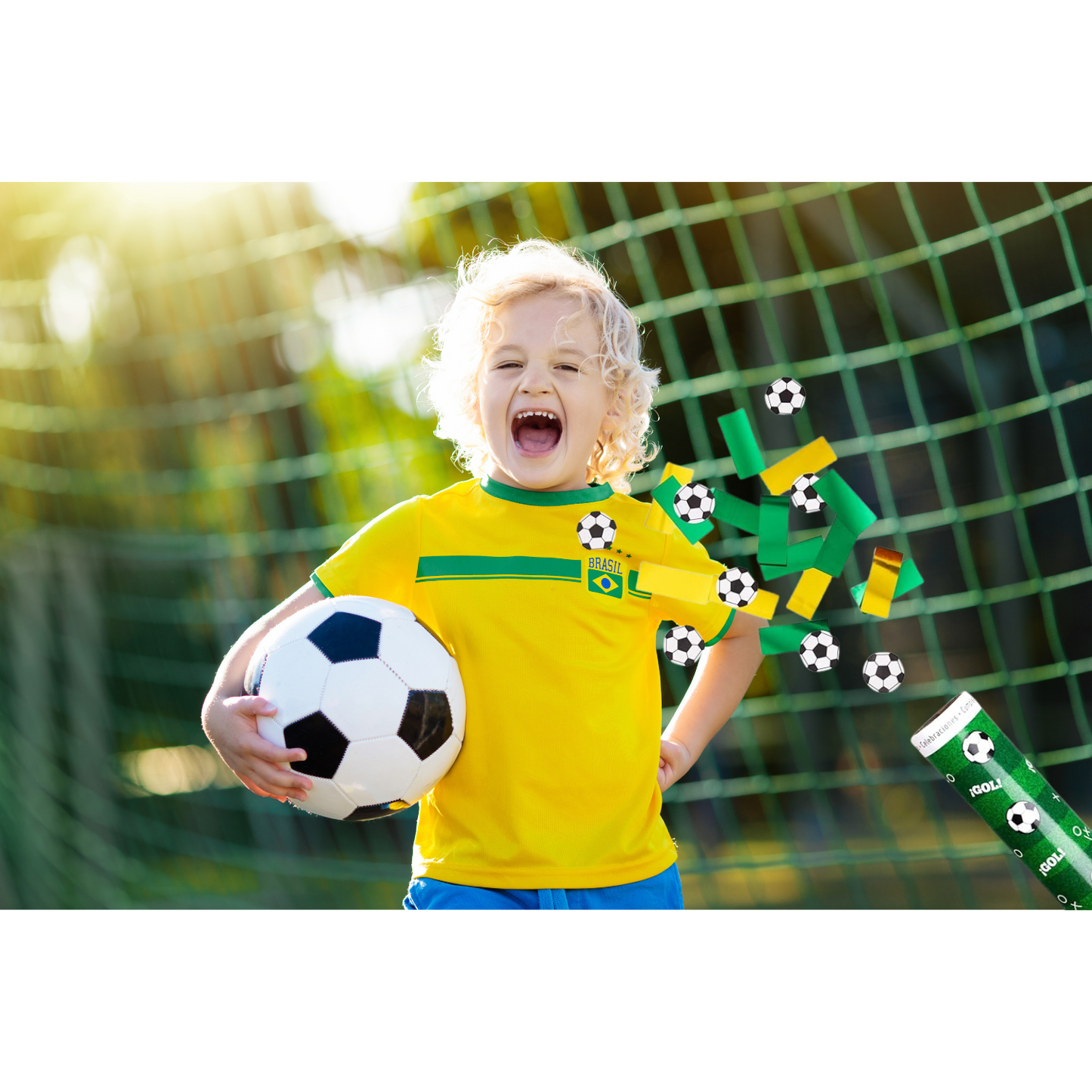 Cañón Confeti Fútbol pack 4 udes 30 cms