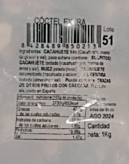 CONTENIDO DE LA BOLSA DE FRUTOS SECOS MIX 1 KILO