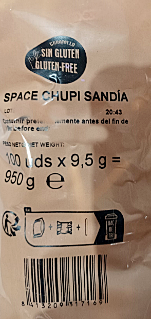 caramelos con palo chupi space sandia