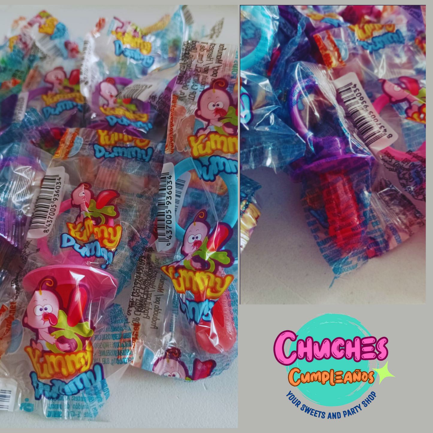 Chupetes de caramelos de fresa envueltos individualmente