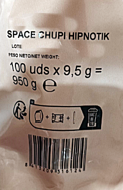 detalles de peso bolsa de granel y peso unidad de caramelo con palo space chupi hipnotic