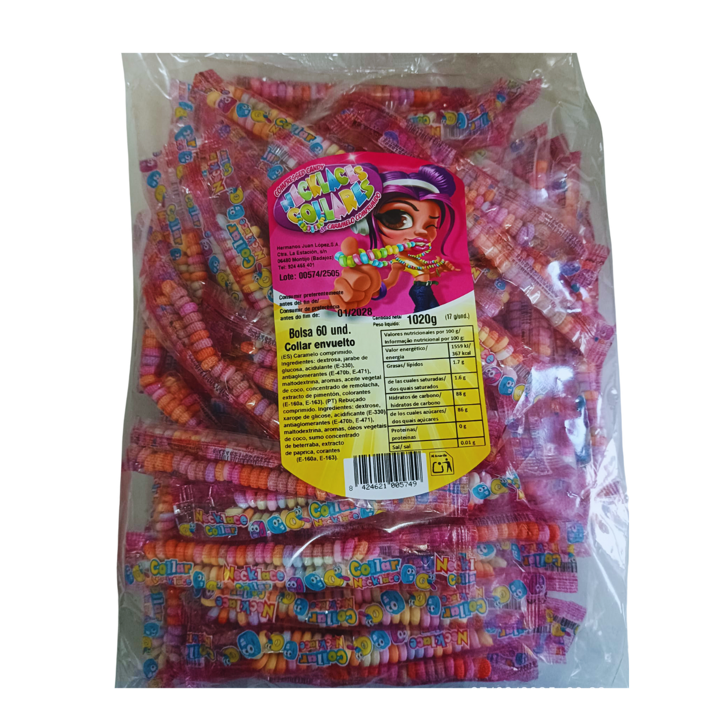 collares de caramelos envuelto