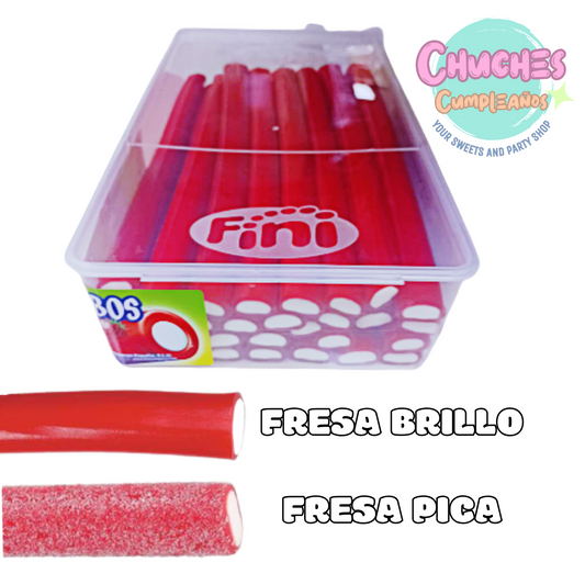 Regaliz Fini Jumbo rojo sabor fresa relleno nata caja 30 unidades (brillo y pica)