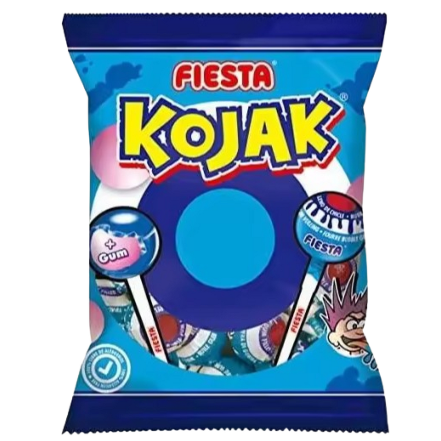 Bolsa de chupa caramelos con palo kojak azul pintalenguas