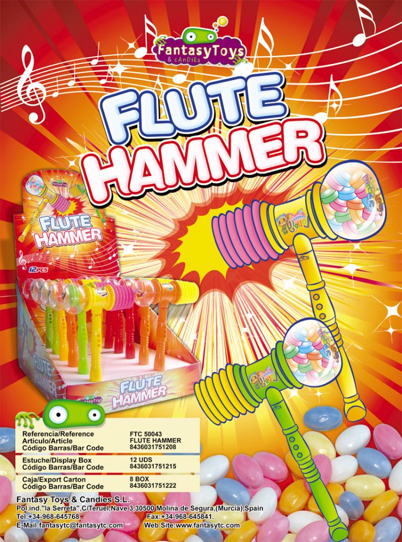 Juguete con caramelo Mini Flute Hammer caja 30 unidades