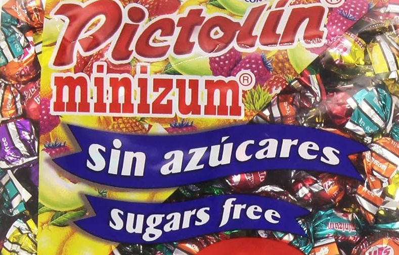 Caramelos Pictolin Minizum sin azúcar sabor frutas con edulcorantes bolsa 1 kg