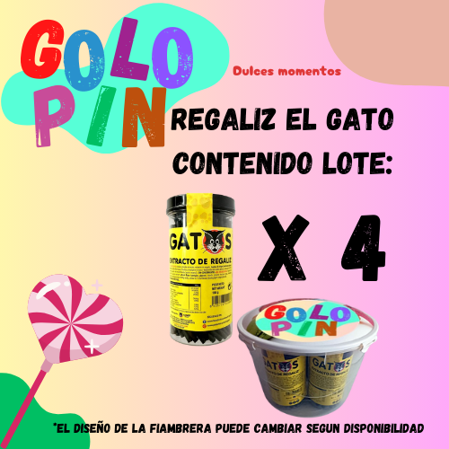 Golopin, Gatos Regaliz Pack 4 tarros 180 gramos con Fiambrera Verano de Regalo