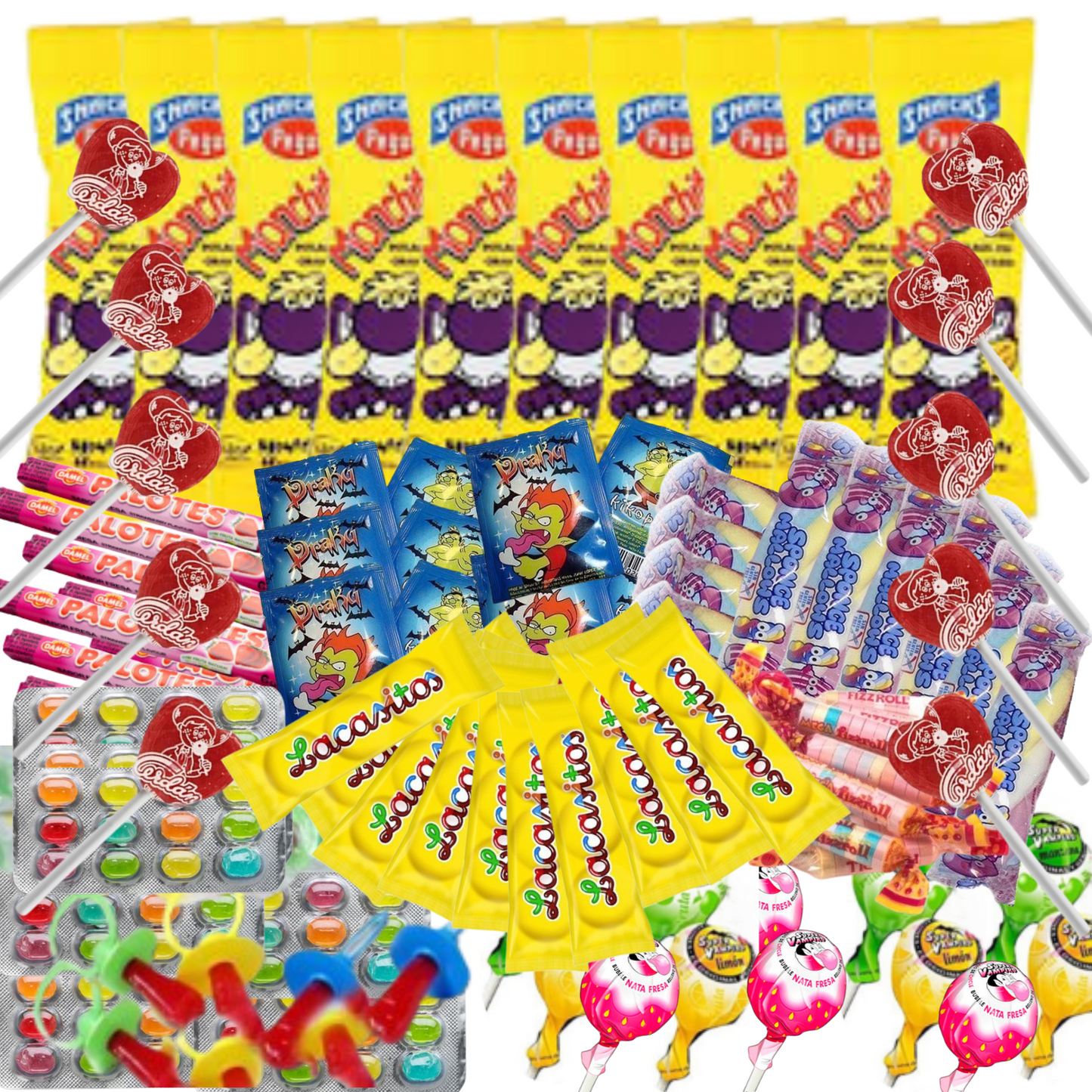 Mega Pack Chuches + Piñata Cumpleaños FELICIDADES. 100 unidades surtidas 100% Calidad