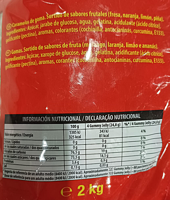 tabla nutricional caramelos gummy jelly