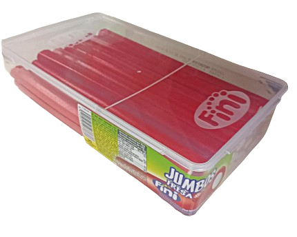 Parte lateral caja de Regaliz relleno Jumbo sabor Fresa de Fini