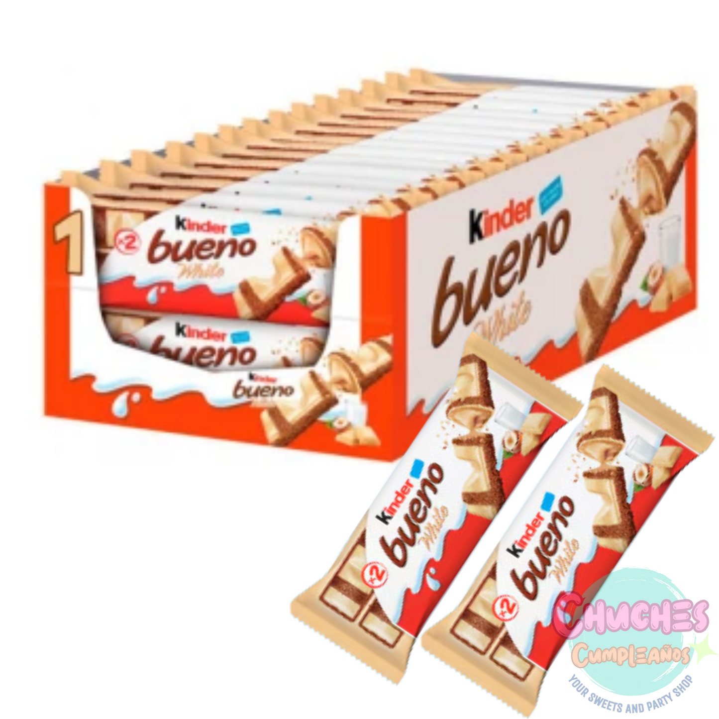 caja expositora kinder bueno white con 30 unidades