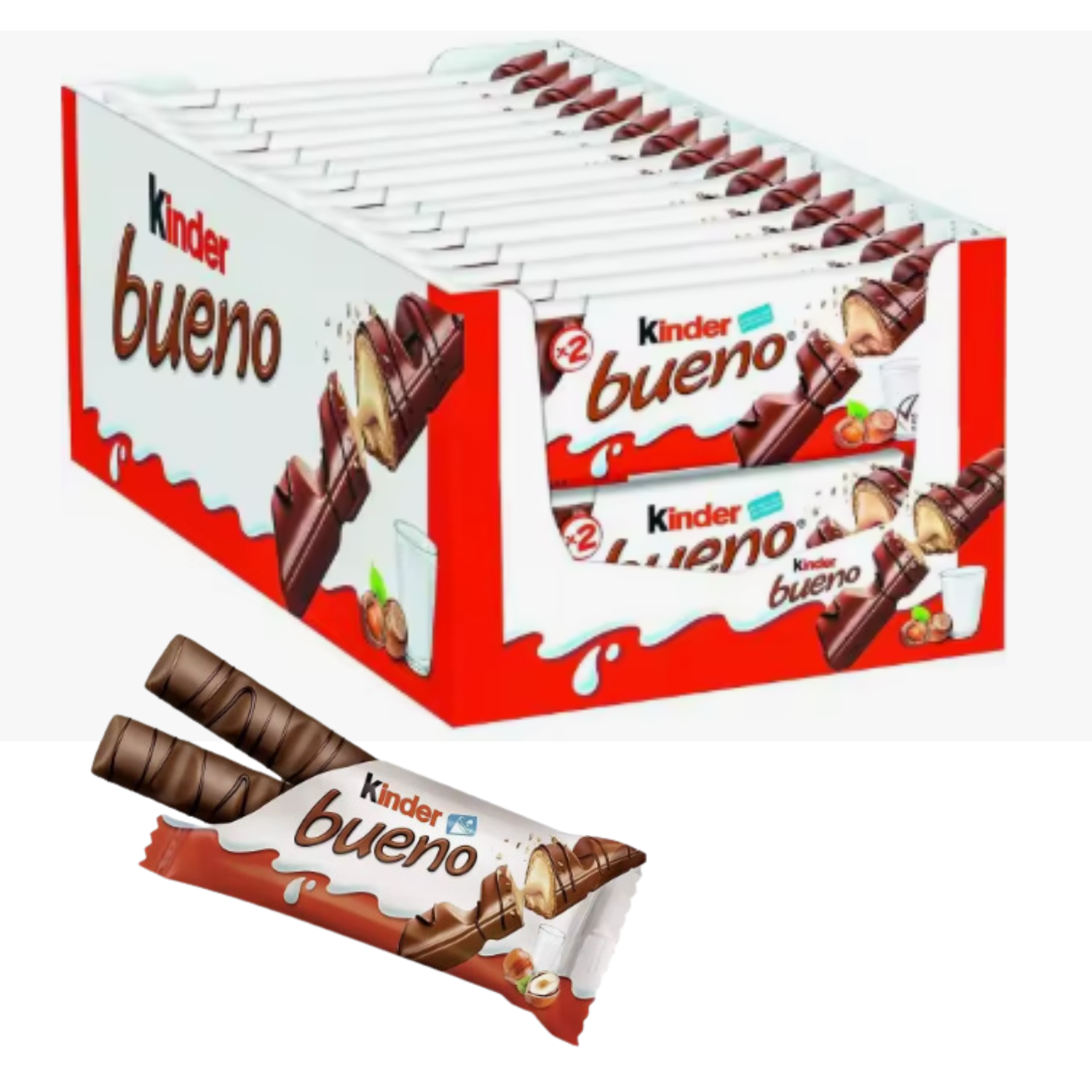 caja expositora con 30 bolsitas de kinder buenos con dos barritas cada una