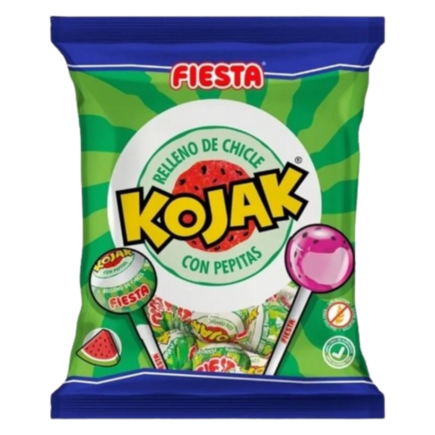 Fiesta chupa Kojak de sandia relleno de chicle bolsa 7 unidades