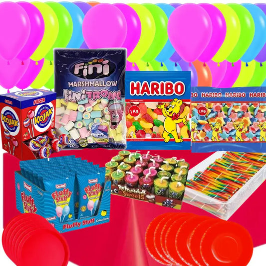 mesa de chuches multicolor