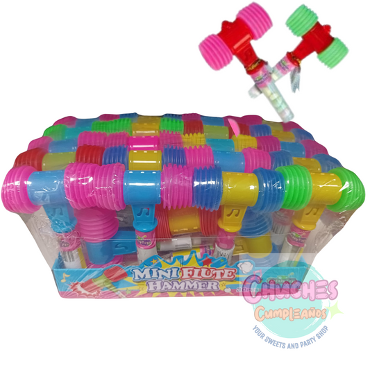 Juguete con caramelo Mini Flute Hammer caja 30 unidades