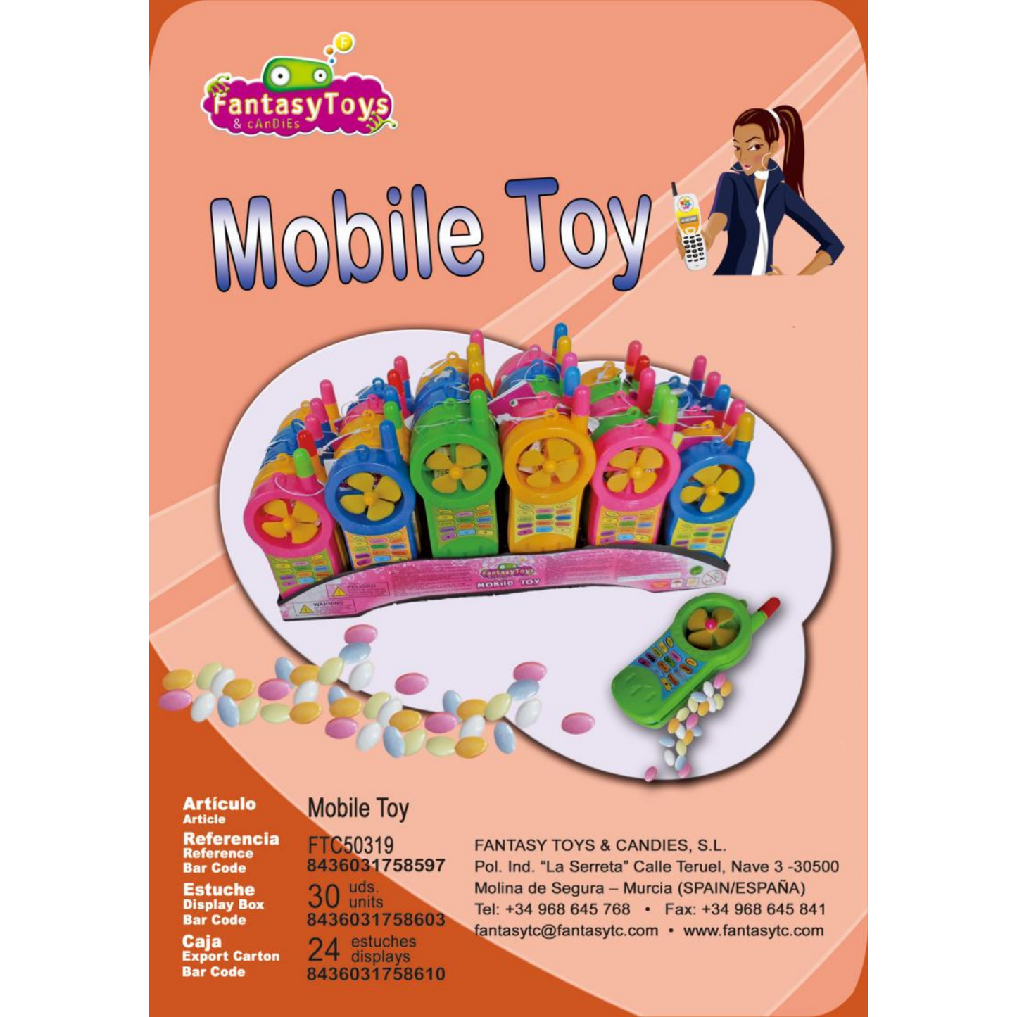 Juguete con caramelo Mobile toy caja 30 unidades