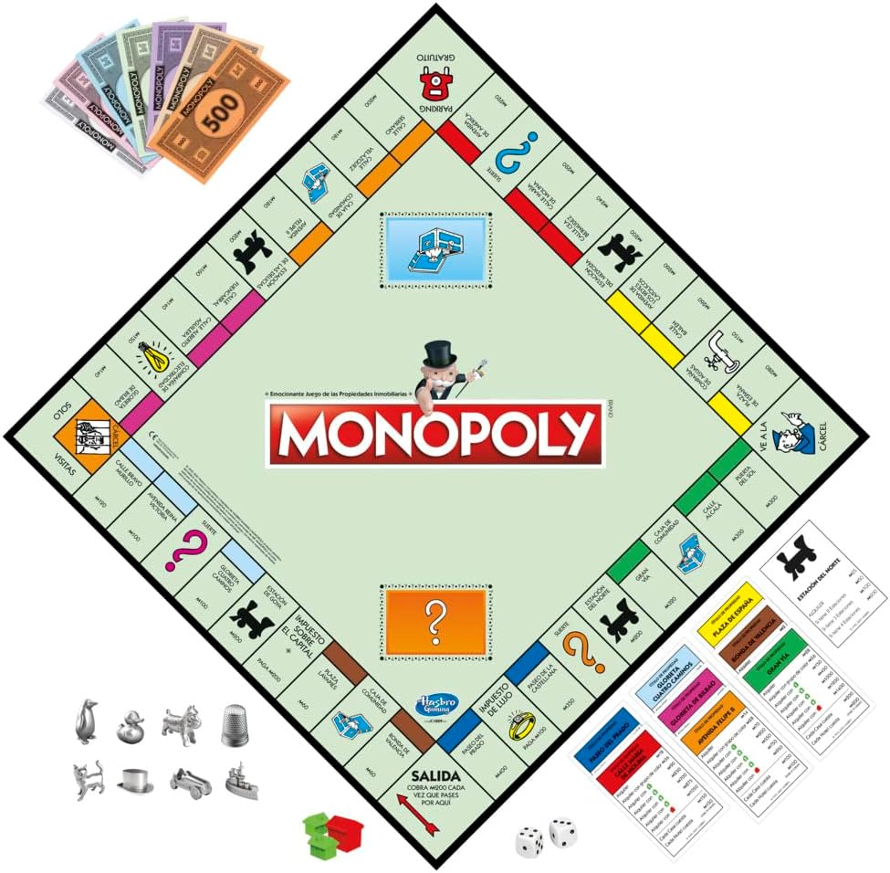 Juego de Mesa clásico MONOPOLY para la Familia de 2 a 6 Jugadores