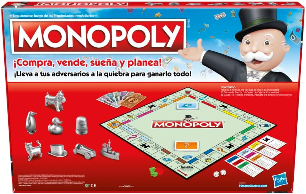 Juego de Mesa clásico MONOPOLY para la Familia de 2 a 6 Jugadores