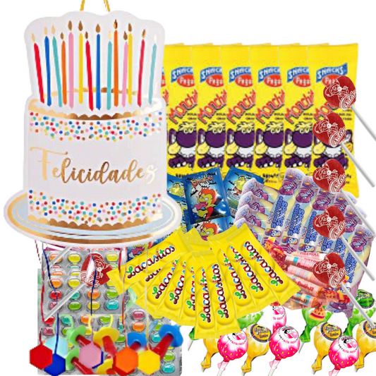Mega Pack Chuches + Piñata Cumpleaños FELICIDADES. 100 unidades surtidas 100% Calidad