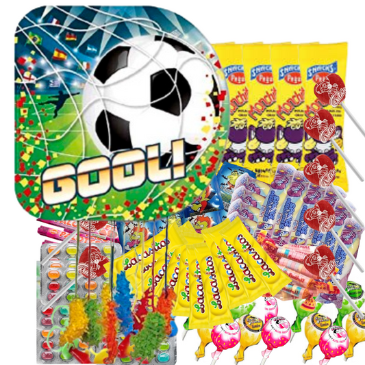 Pack Chuches + Piñata Cumpleaños Fútbol GOOL. 100 unidades surtidas 100% Calidad